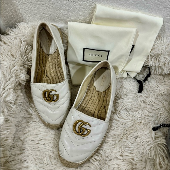 Gucci GG Marmont Women's Espadrille Wedge Sandals White Size 37 - Picture 4 of 13